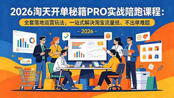(18844期)2026淘天开单秘籍PRO实战陪跑课程:全套落地运营玩法,一站式解决淘宝流量低、不出单难题-有道网创