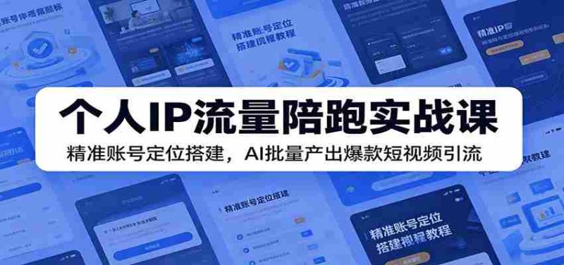 个人IP流量陪跑实战课:精准账号定位搭建,AI批量产出爆款短视频引流-有道网创