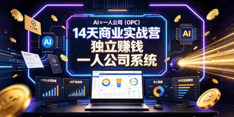 AI×一人公司(OPC)14天商业实战营,用AI帮你搭建一个属于你自己的、能独立賺钱的一人公司系统-有道网创