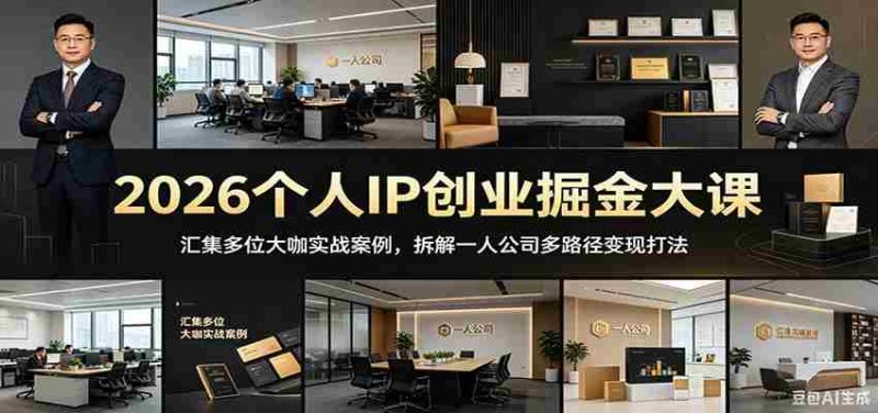 2026个人IP创业掘金大课：汇集多位大咖实战案例，拆解一人公司多路径变现打法-有道网创