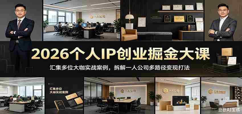 2026个人IP创业掘金大课：汇集多位大咖实战案例，拆解一人公司多路径变现打法-有道网创