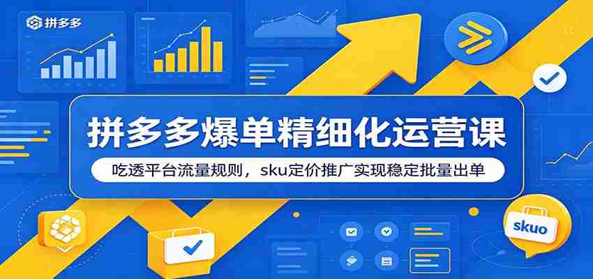 拼多多爆单精细化运营课：吃透平台流量规则，sku定价推广实现稳定批量出单-有道网创