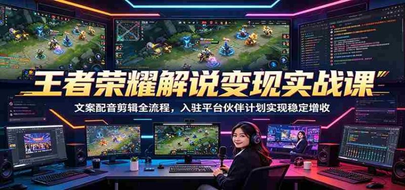 王者荣耀解说变现实战课:文案配音剪辑全流程,入驻平台伙伴计划实现稳定增收-有道网创