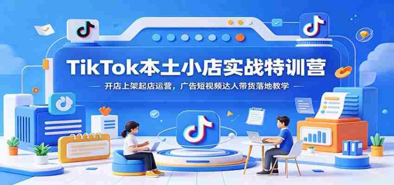 TikTok本土小店实战特训营:开店上架起店运营,广告短视频达人带货落地教学-有道网创