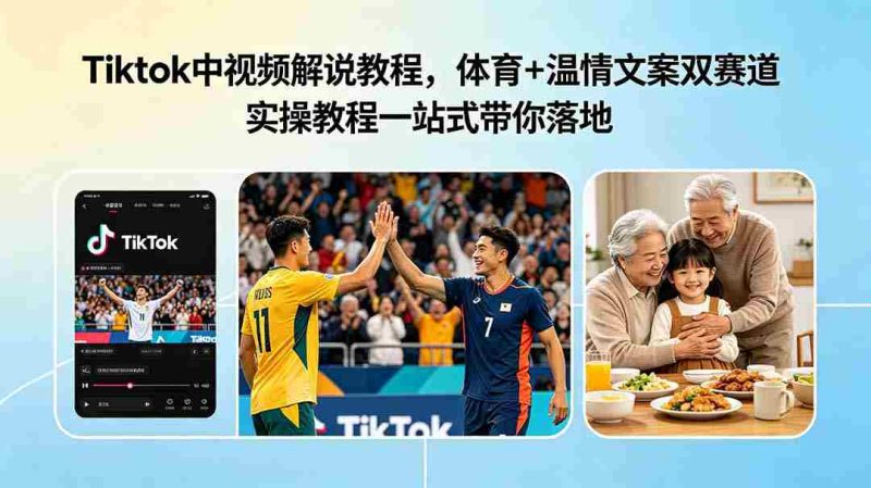(18910期)Tiktok中视频解说教程,体育+温情文案双赛道实操教程一站式带你落地-有道网创