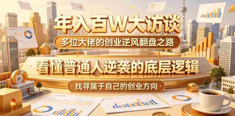 年入百W大访谈，多位大佬的创业逆风翻盘之路，看懂普通人逆袭的底层逻辑，找寻属于自己的创业方向-有道网创