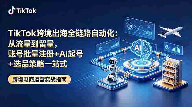 （18907期）TikTok跨境出海全链路自动化：从流量到留量，账号批量注册+AI起号+选品策略一站式-有道网创