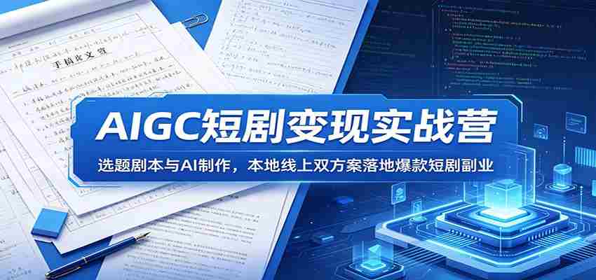 AIGC短剧变现实战营：选题剧本与AI制作，本地线上双方案落地爆款短剧副业-有道网创