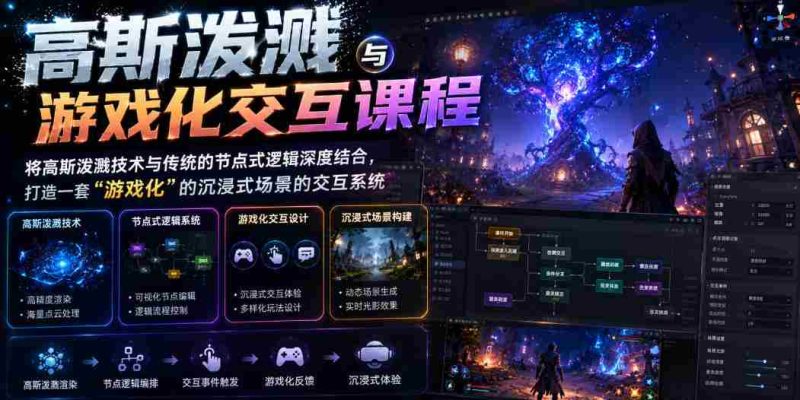 高斯泼溅与游戏化交互课程,将高斯泼溅技术与传统的节点式逻辑深度结合,打造一套“游戏化”的沉浸式场景的交互系统-有道网创