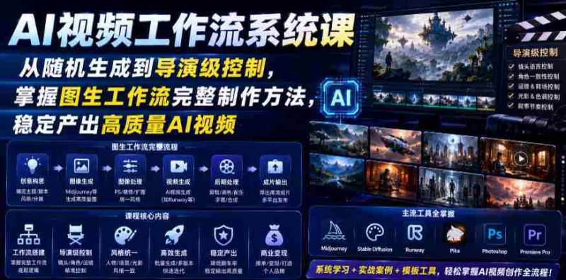 AI视频工作流系统课,从随机生成到导演级控制,掌握图生工作流完整制作方法,稳定产出高质量AI视频-有道网创