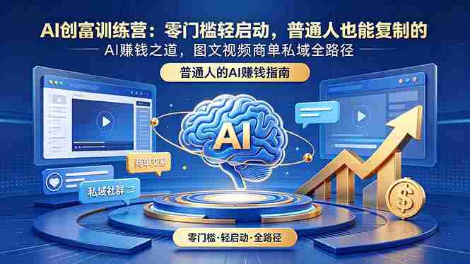 （18911期）AI创富训练营：零门槛轻启动，普通人也能复制的AI赚钱之道，图文视频商单私域全路径-有道网创