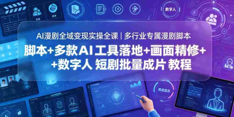 AI漫剧全域变现实操全课｜多行业专属漫剧脚本+多款AI工具落地+画面精修+数字人短剧批量成片全教程-有道网创