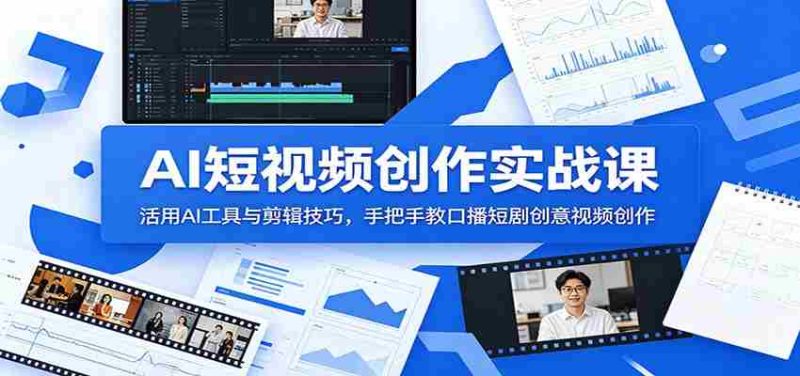 AI短视频创作实战课:活用AI工具与剪辑技巧,手把手教口播短剧创意视频创作-有道网创