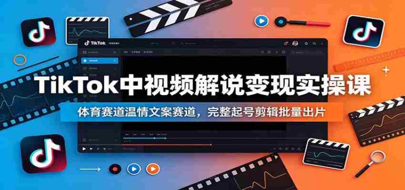 TikTok中视频解说变现实操课:体育赛道温情文案赛道,完整起号剪辑批量出片-有道网创