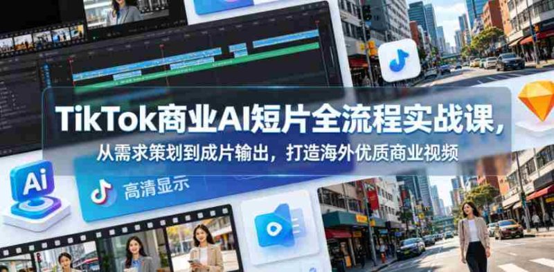 TikTok商业AI短片全流程实战课,从需求策划到成片输出,打造海外优质商业视频-有道网创