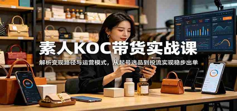 素人KOC带货实战课:解析变现路径与运营模式,从起号选品到投流实现稳步出单-有道网创