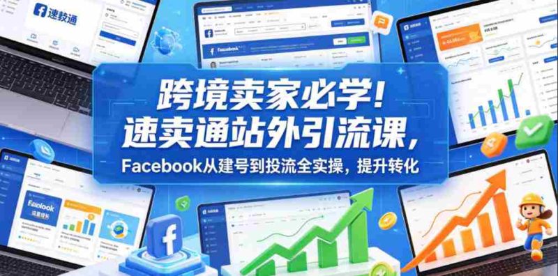 跨境卖家必学！速卖通站外引流课，Facebook从建号到投流全实操，提升转化-有道网创