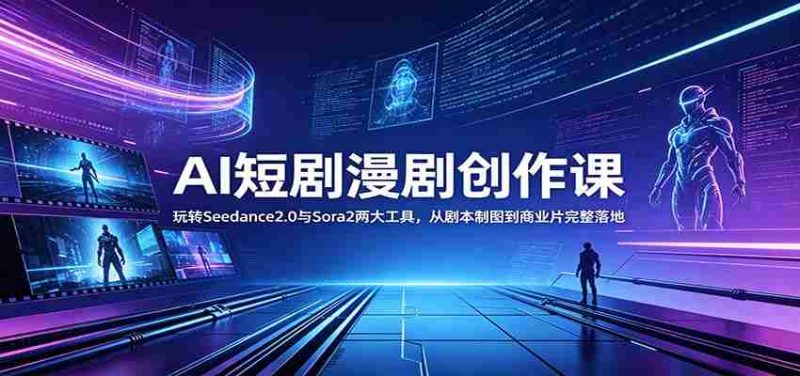 AI短剧漫剧创作课:玩转Seedance2.0与 Sora2两大工具,从剧本制图到商业片完整落地-有道网创