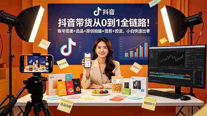 (18963期)抖音带货从0到1全链路!账号搭建+选品+原创拍摄+混剪+投流,小白快速出单-有道网创