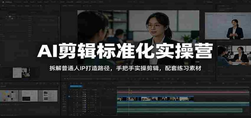AI剪辑标准化实操营：拆解普通人IP打造路径，手把手实操剪辑，配套练习素材-有道网创