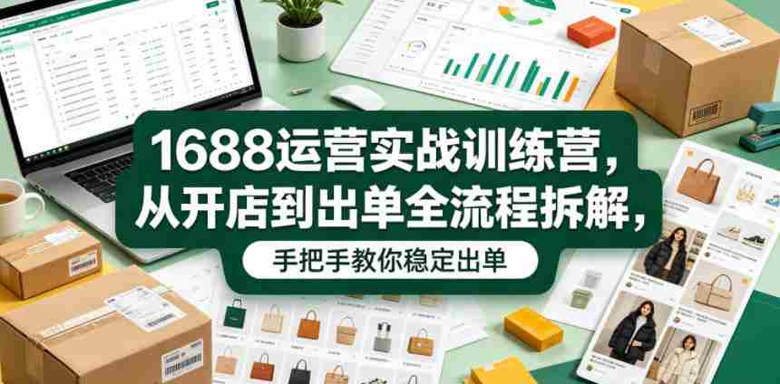 1688运营实战训练营，从开店到出单全流程拆解，手把手教你稳定出单-有道网创