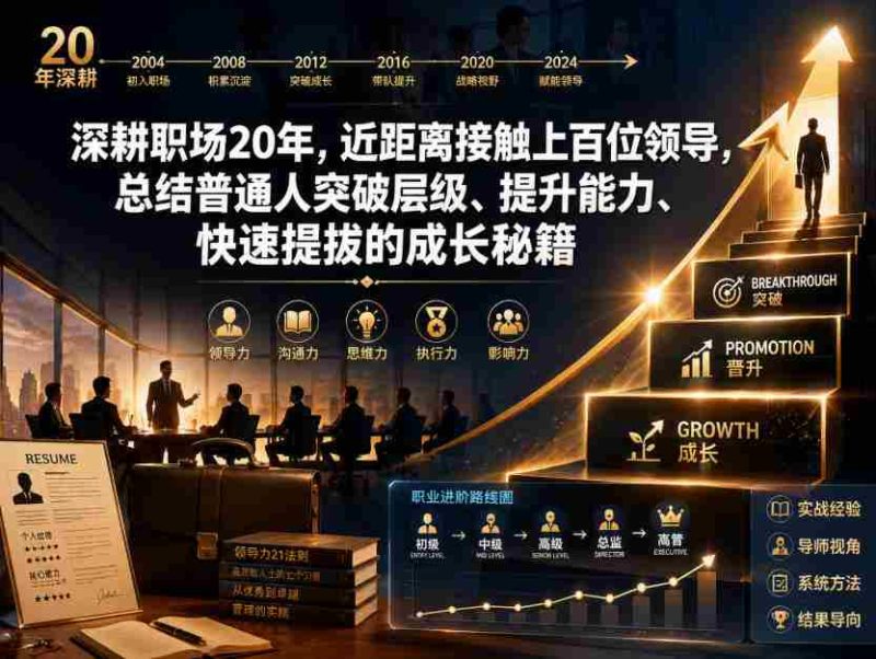 付费文章:深耕职场20年,近距离接触上百位领导,总结普通人突破层级、提升能力、快速提拔的成长秘籍(全网独家干货)-有道网创