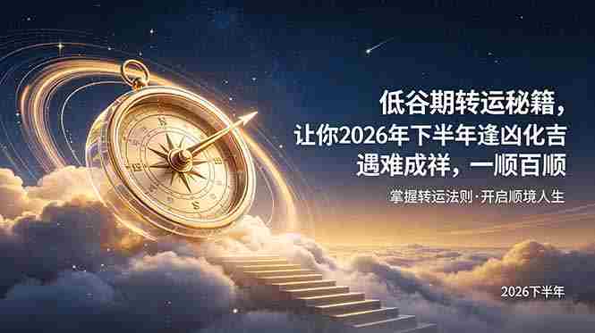 (19024期)付费文章:低谷期转运秘籍,让你2026年下半年逢凶化吉,遇难成祥,一顺百顺。-有道网创