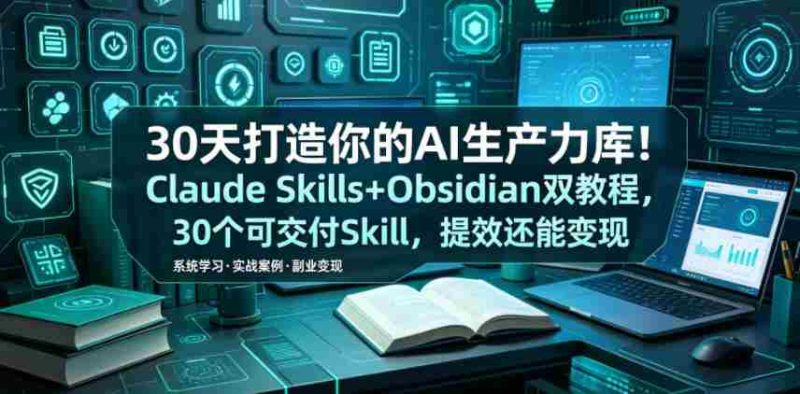 30天打造你的AI生产力库!Claude Skills+Obsidian 双教程,30 个可交付 Skill,提效还能变现-有道网创