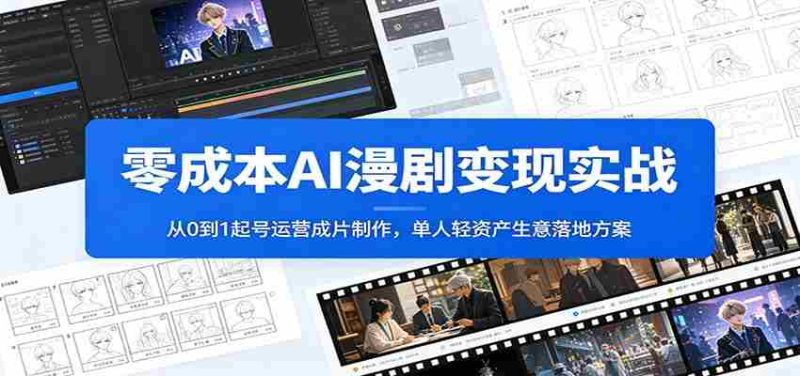 零成本AI漫剧变现实战:从0到1起号运营成片制作,单人轻资产生意落地方案-有道网创