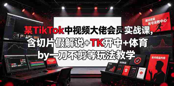 某TikTok中视频大佬会员实战课,含切片假解说+TK开中+体育by一刀不剪等玩法教学-有道网创
