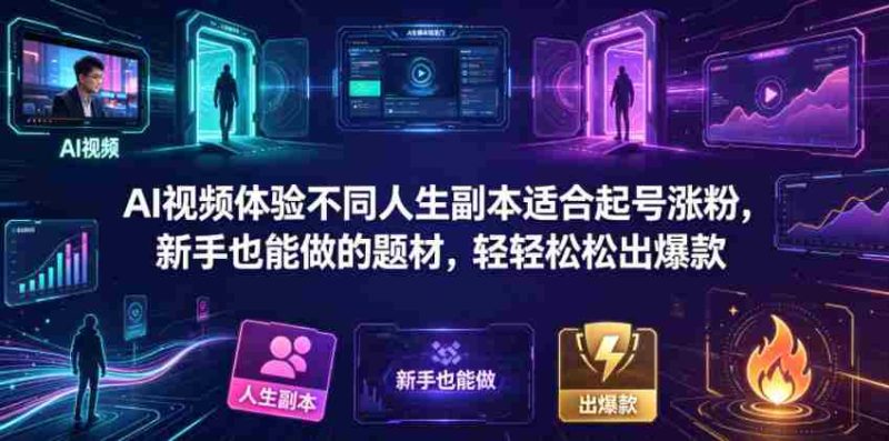 AI视频体验不同人生副本适合起号涨粉,新手也能做的题材,轻轻松松出爆款-有道网创