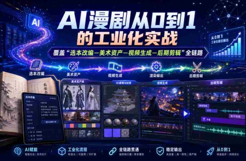 AI漫剧从0到1的工业化实战,覆盖“选本改编—美术资产—视频生成—后期剪辑”全链路(更新6月)-有道网创