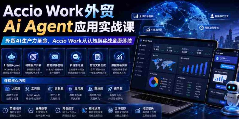 Accio Work外贸Ai Agent应用实战课,外贸AI生产力革命,Accio Work从认知到实战全面落地-有道网创