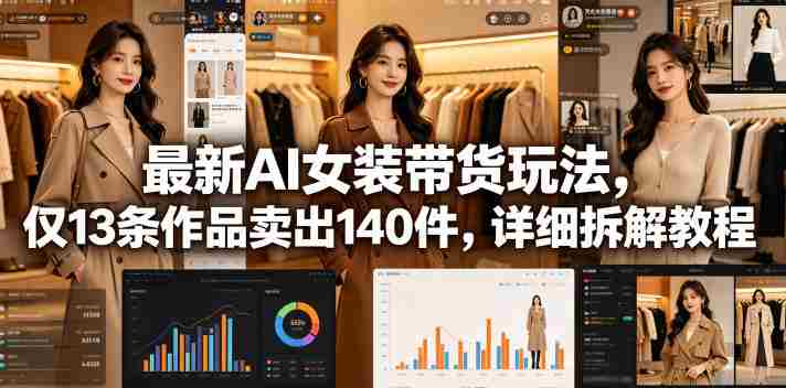 最新AI女装带货玩法，仅13条作品卖出140件，详细拆解教程-有道网创