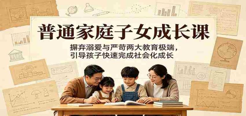 普通家庭子女成长课：摒弃溺爱与严苛两大教育极端，引导孩子快速完成社会化成长-有道网创
