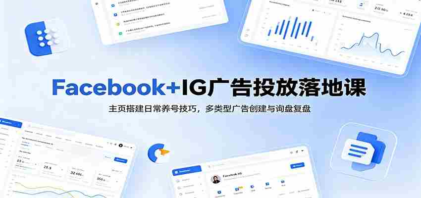 Facebook+IG广告投放落地课：主页搭建日常养号技巧，多类型广告创建与询盘复盘-有道网创