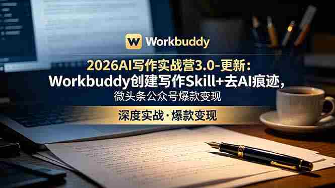 (18995期)2026AI写作实战营3.0-更新:Workbuddy创建写作Skill+去AI痕迹,微头条公众号爆款变现-有道网创
