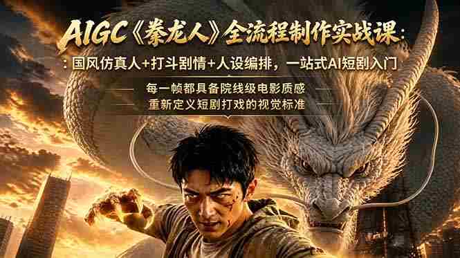 (18849期)AIGC《豢龙人》全流程制作实战课:国风仿真人+打斗剧情+人设编排,一站式AI短剧入门-有道网创