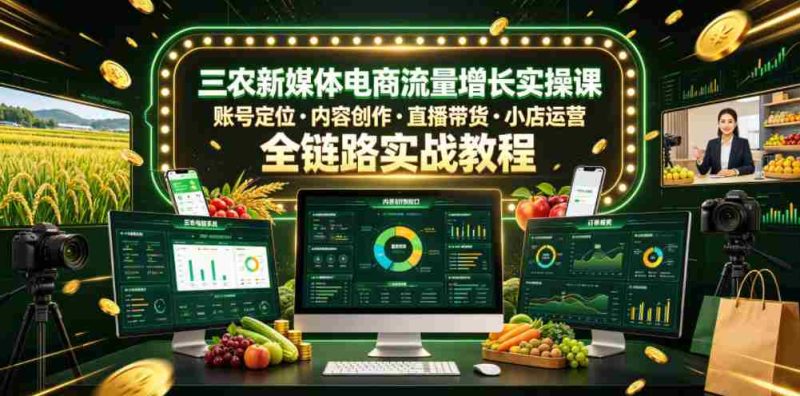 三农新媒体电商流量增长实操课,账号定位・内容创作・直播带货・小店运营,全链路实战教程-有道网创