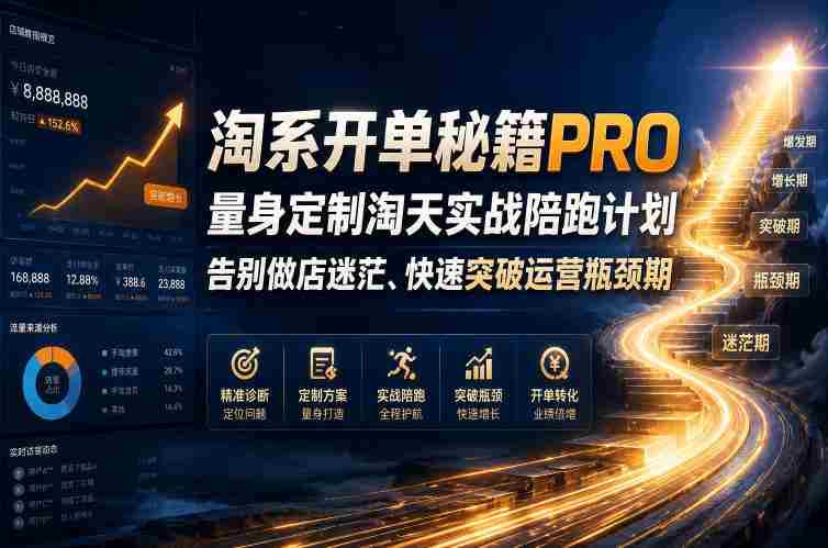 淘系开单秘籍PRO,量身定制淘天实战陪跑计划,告别做店迷茫、快速突破运营瓶颈期(2026年6月11)-有道网创