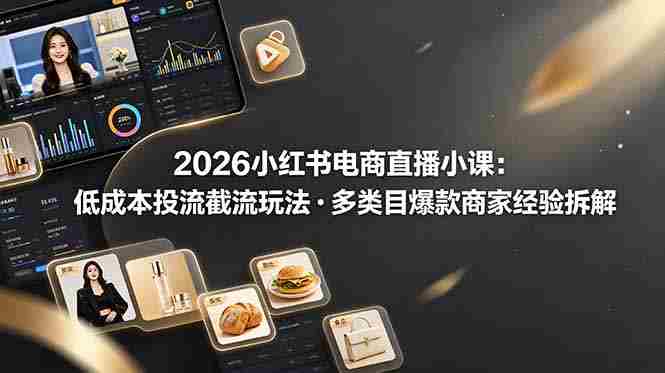 (19034期)2026小红书电商直播小课,低成本投流截流玩法,多类目爆款商家经验完整拆解教学-有道网创