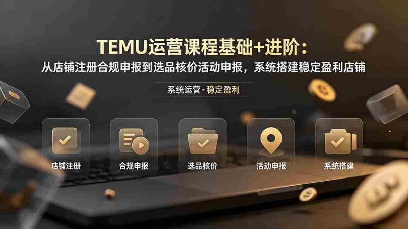 (19081期)TEMU运营课程(基础+进阶):从店铺注册合规申报到选品核价活动申报,系统搭建稳定盈利店铺-有道网创