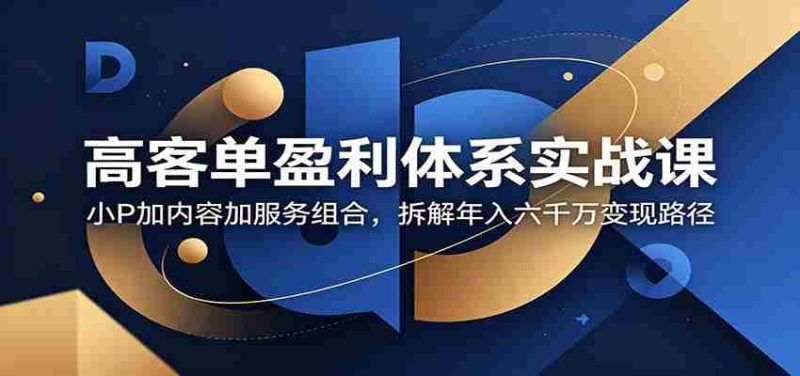 高客单盈利体系实战课：小P加内容加服务组合，拆解年入六千万变现路径-有道网创