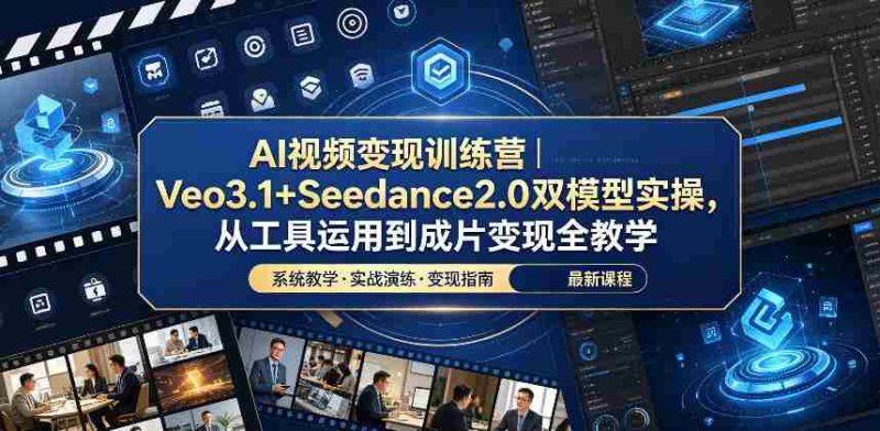 AI视频变现训练营｜Veo3.1+Seedance2.0双模型实操，从工具运用到成片变现全教学-有道网创