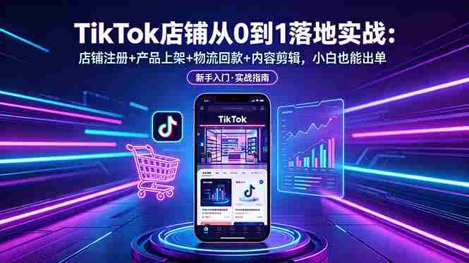 (18862期)TikTok店铺从0到1落地实战:店铺注册+产品上架+物流回款+内容剪辑,小白也能出单-有道网创