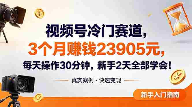 （18799期）视频号冷门赛道，3个月变现23905元，新手2天学会 每天操作30分钟！-有道网创