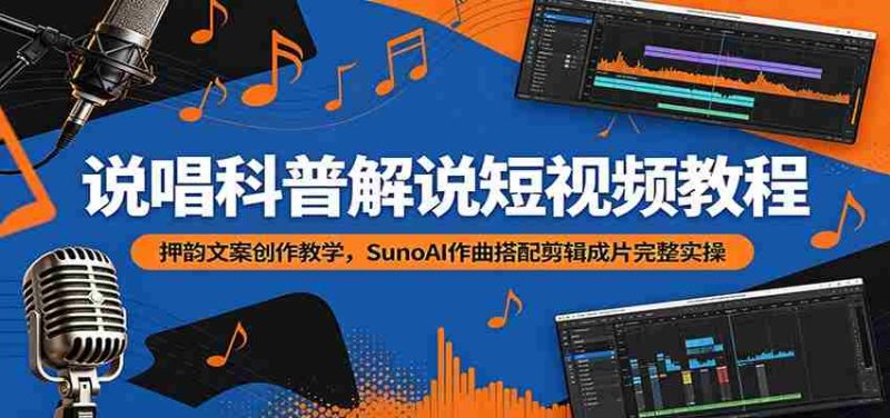 说唱科普解说短视频教程:押韵文案创作教学,SunoAI作曲搭配剪辑成片完整实操-有道网创