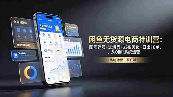 (18979期)闲鱼无货源电商特训营:账号养号+选爆品+发布优化+日出10单,从0到1系统运营-有道网创