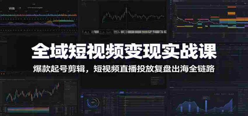 全域短视频变现实战课:爆款起号剪辑,短视频直播投放复盘出海全链路-有道网创