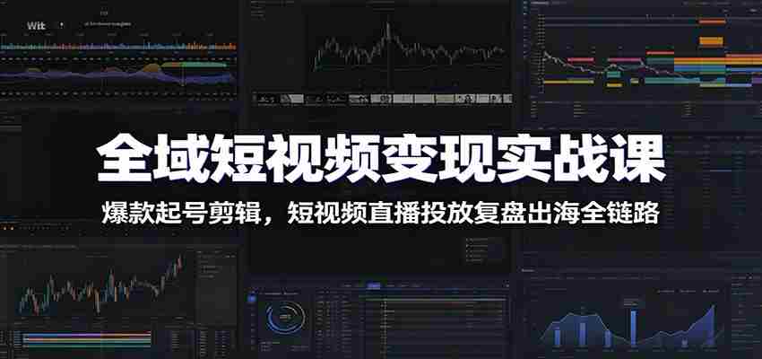 全域短视频变现实战课：爆款起号剪辑，短视频直播投放复盘出海全链路-有道网创